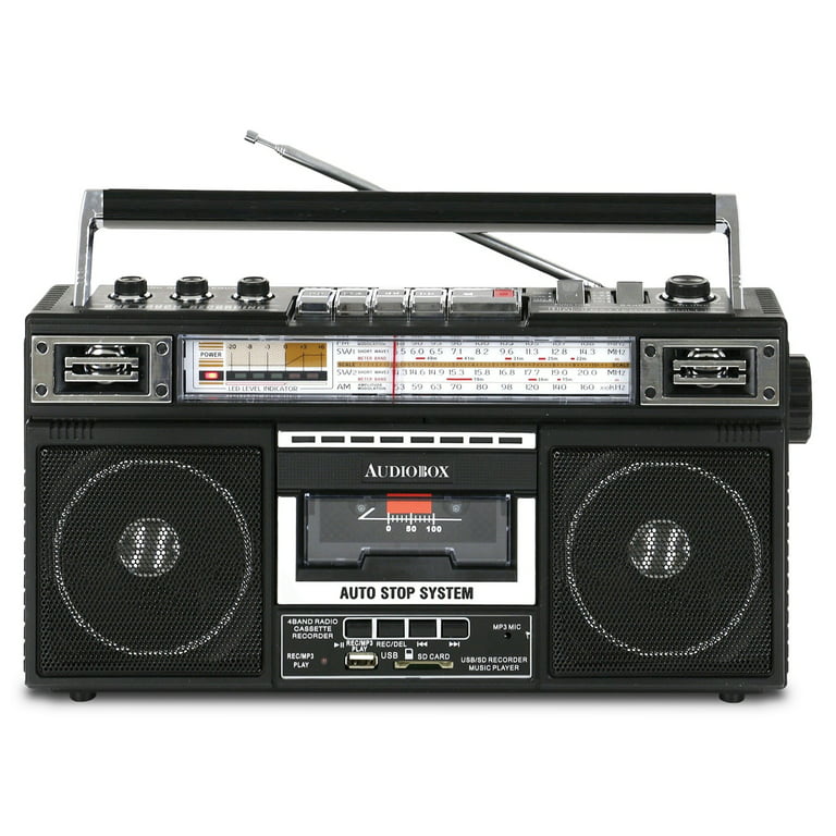 Audiobox® Rxc-25bt 10-watt Portable Cassette Player And Recorder Boombox  With 3-band Radio, Bluetooth®, And Speakers (black). : Target