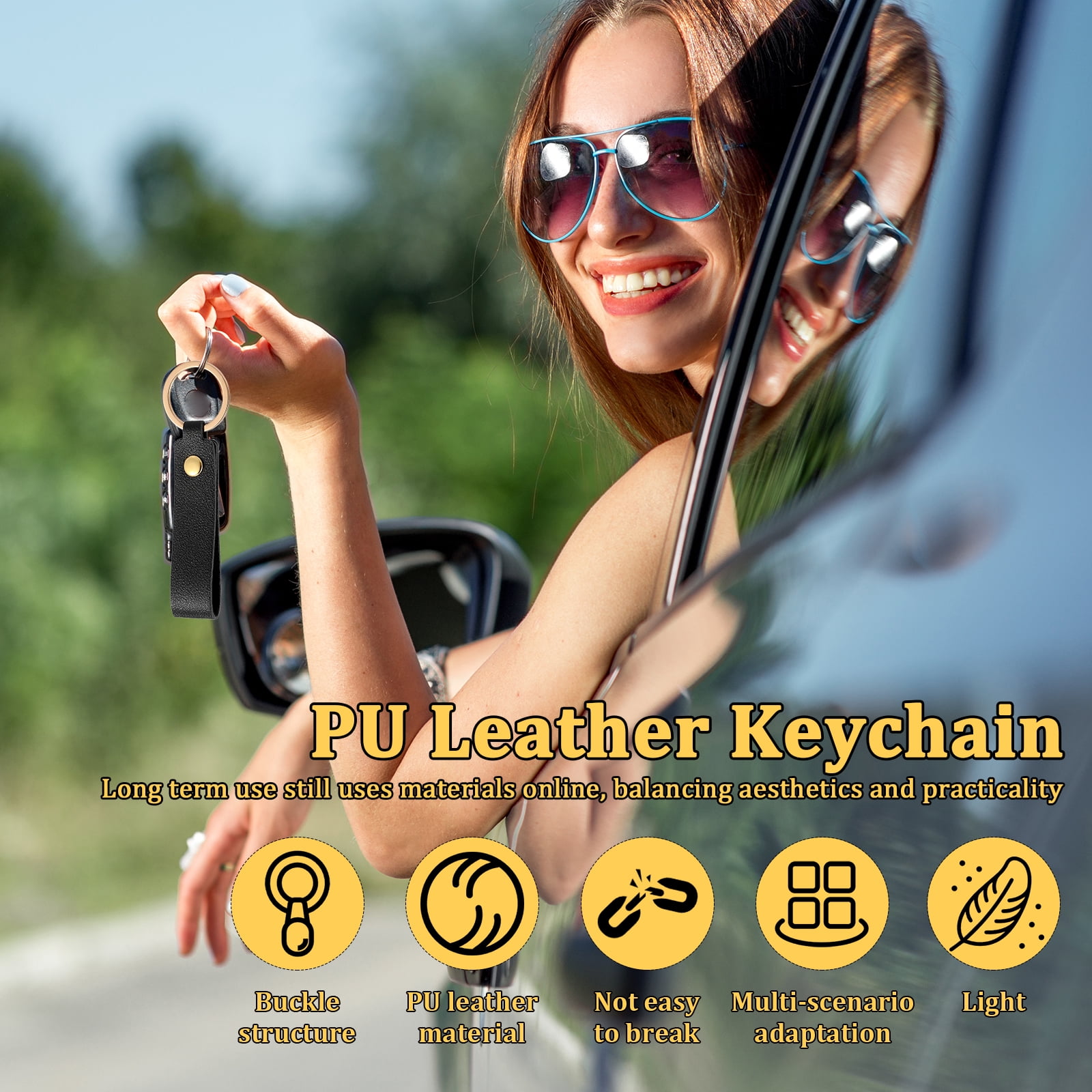 Austok 100Pcs PU Leather Keychain Blanks Bulk Blanks Keychain Kit with Key Rings DIY Multipurpose Keyring Set for DIY Key Chains Craft