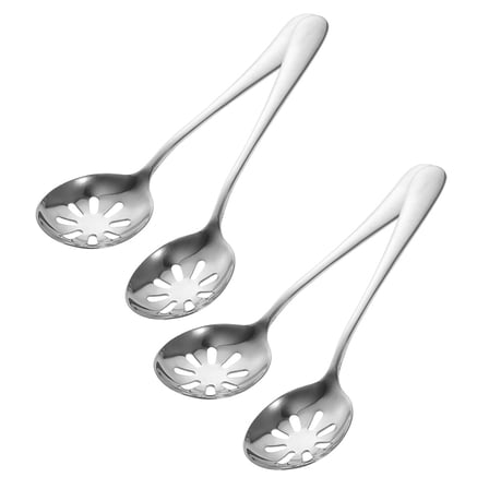 Hemoton Set of 4 Stainless Steel Small Perforated Serving Spoons Slotted Kitchen Utensils Gadgets for Cooking and Serving