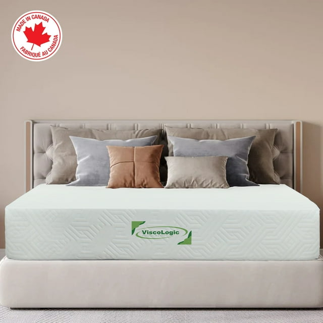 ViscoLogic Nest Supreme Matelas Simple 9 Pouces, Matelas Canadien Double Face Réversible en Mousse Infusée de Gel Soulagement de la Pression, Sommeil Frais, Écologique Fermeté Moyenne, Matelas Simple/ Simple