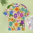 thumbnail image 4 of Floral Colorful Flower Womens Tops Women's Fashion Casual Short Sleeve Flower Print Round Neck Pullover Top Blouse, 4 of 6