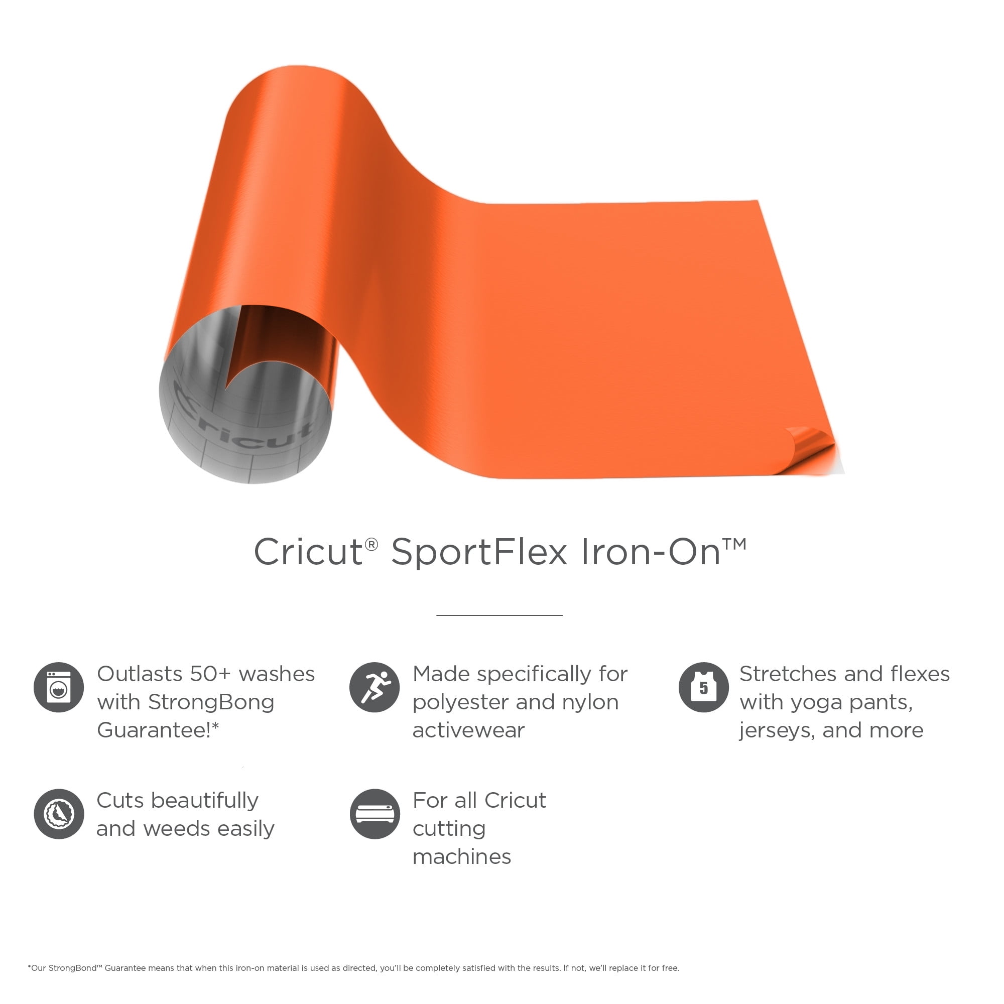 (3 pack) Cricut SportFlex Iron-On Vinyl, Orange, 11.8" x 24"