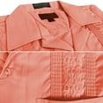 thumbnail image 2 of Men's Guayabera Cuban Beach Wedding Casual Short Sleeve Dress Shirt (Coral, S), 2 of 4