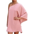 thumbnail image 1 of Txlixc Vestido corto de fiesta de club de verano con manga de murciélago suelta de un hombro para mujer Txlixc Sexy, 1 of 4