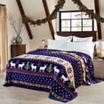thumbnail image 5 of Home Soft Things Christmas Printed Flannel Fleece Blanket - Blue Christmas Deer - Twin (60" x 90"), 5 of 9