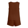 thumbnail image 5 of Likimi Womens Two Piece Set Solid Color Summer Sleeveless Crew Neck Tops With Shorts Fashion Casual Outfit Set Coffee Size M, 5 of 5