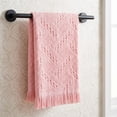 thumbnail image 2 of REGALWOVEN Jacquard Pattern Boho Decorative Hand Towels, 2 Pack Cotton Turkish Absorbent Soft Bathroom Towel Set Pink 13" x 29", 2 of 7