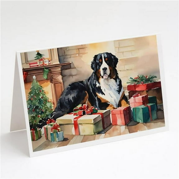 Bernese Mountain Dog Cozy Christmas Greeting Cards Pack of 8 7 in x 5 in