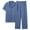 Blue-11, variant on LONKITO Mens Pajama Sets Cotton Comfort Loungewear Casual Button Down Shirts and Shorts and Pants Sleepwear Pjs 3 Piece Sets