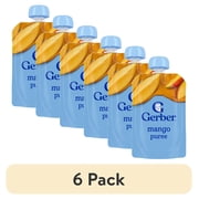 (6 pack) Gerber Stage 2 Baby Food, Mango Puree Pouch 12 ea