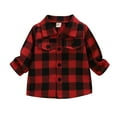 thumbnail image 1 of HBFAGFB Chemises pour Tout-Petits Garçons Filles à Carreaux Boutonnées Manches Longues Vestes Décontractées Rouges Taille 110, 1 of 4
