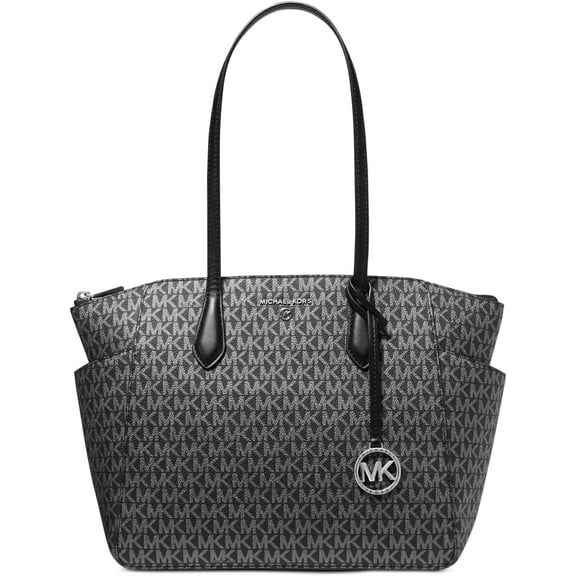 Michael Kors Marilyn Medium Signature Logo Tote Bag, Black/Silver