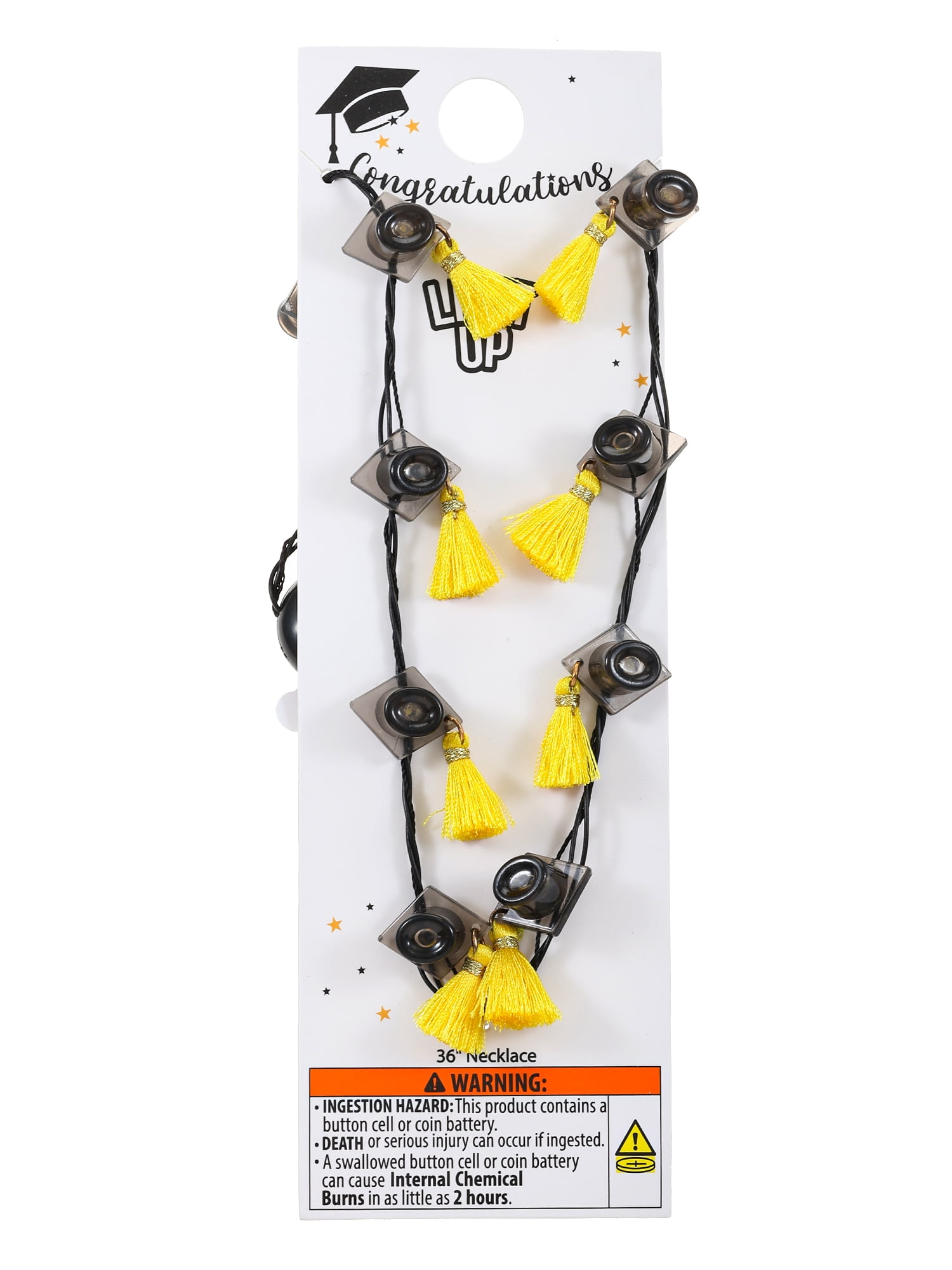 Graduation Light-Up Grad Cap Necklace, Black, 1 Piece