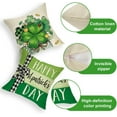 thumbnail image 3 of Happy St. Patrick''s Day Decorative Throw Pillow Covers 18x18 Set of 4, Lucky Blessed Shamrock Clover Mason Jar Cushion Case Decor, Buffalo Plaid Farmhouse Irish Holiday Home Decoration for Sofa, 3 of 5