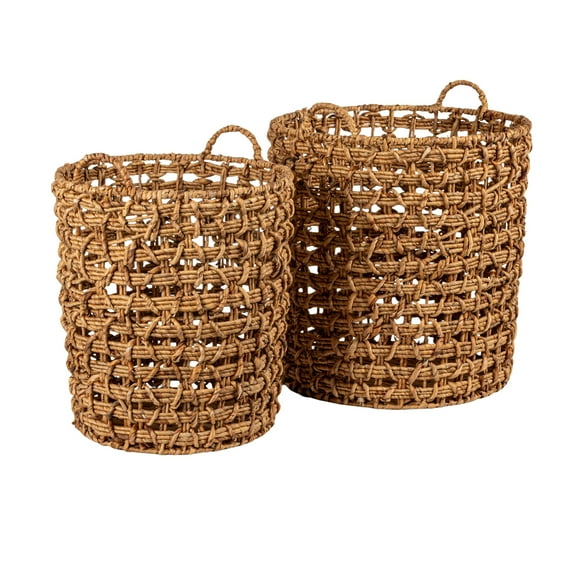 Creative Co-Op Round Water Hyacinth Baskets, Set of 2