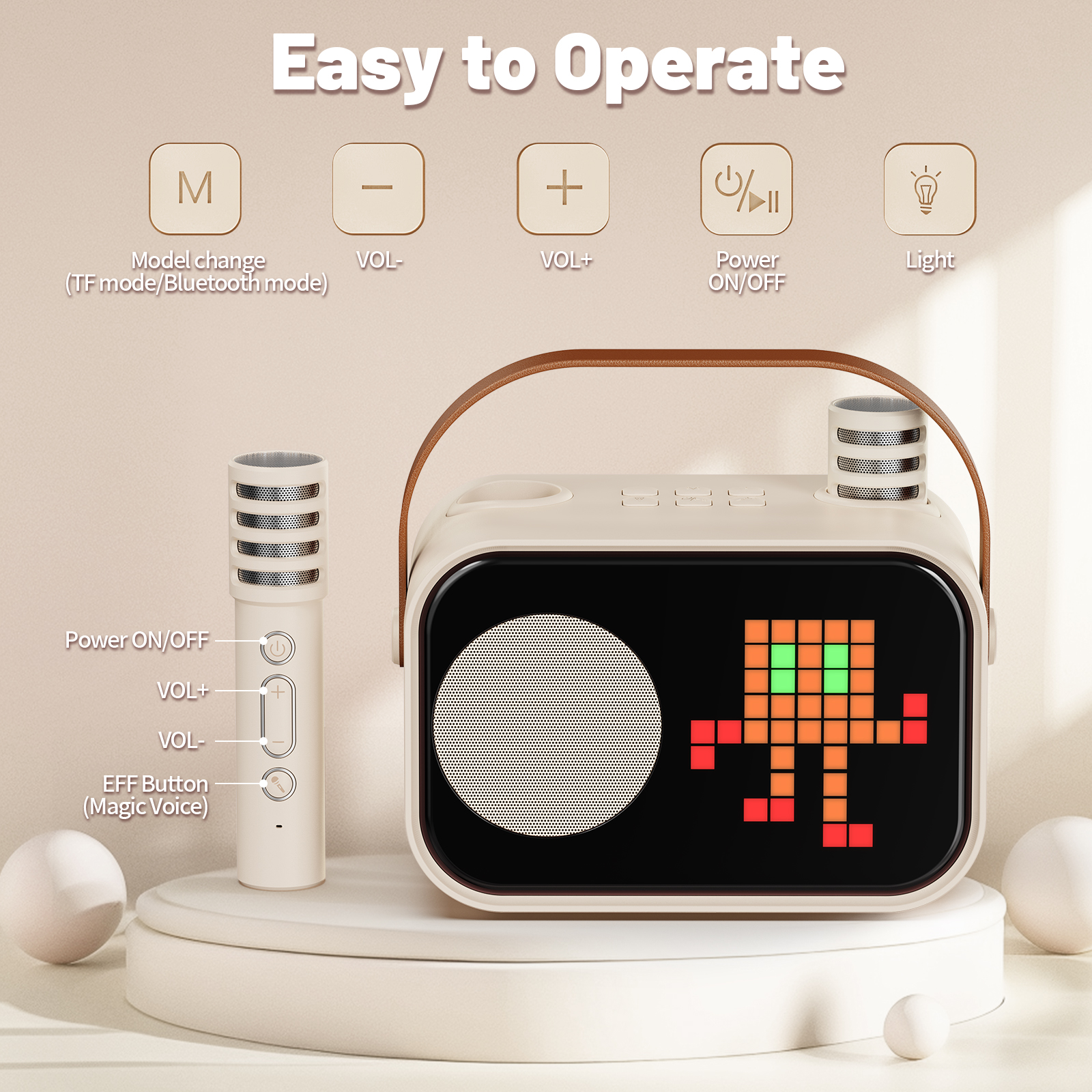 Karaoké Enfants Portable Avec Microphones & Lumières LED - Idée Cadeau Fun | Bluetooth 5.0