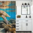 thumbnail image 6 of Nautical Green Sea Turtles Shower Curtain Cloth Fabric Bathroom Decor with Hooks, 6 of 8