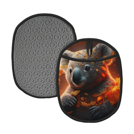 

Matuu Cute Maple Leaf Koala for Non Slip Pot Holder for Kitchen Baking and Cooking Silicone Pot Mat Mitten With Hanging Loop Heat Resistant 7.5 x 9.4 Inches