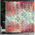 thumbnail image 4 of Ambesonne Ethnic Shower Curtain, Grunge Paisley, 69"Wx70"L, Turquoise Orange Black, 4 of 5