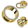 thumbnail image 5 of 24k Gold Plated Screw-on Plugs/Gauges/Tunnels with Clear CZ 13/16'' (20MM) 2 Pieces (1 Pair) (A10), 5 of 5