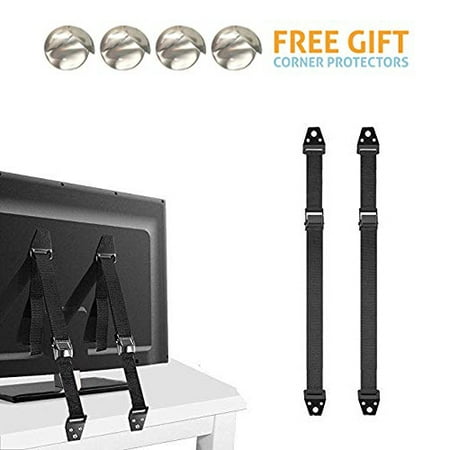2 Pack Best Earthquake & Child Safety Straps for Preventing Your Furniture or Flat Screen TV From Falling on Your Baby or Loved Ones, Maximum Anti-Tip Strap For Child Proofing Your (Best Child Safety Furniture Straps)