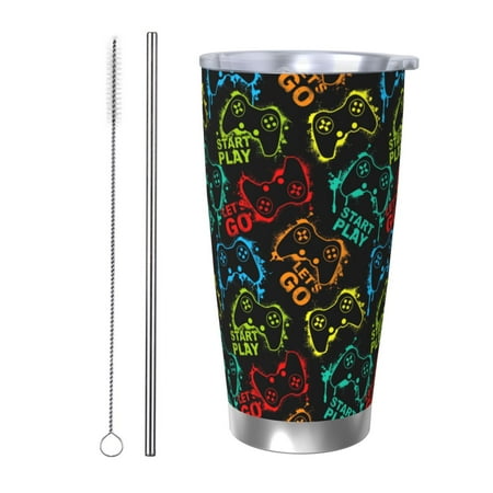 

Tideii Play Game Start for 20OZ Car Cup Stainless Steel Cold and Hot Cup with Lid Suitable for Outdoor and Home Unisex-Straw Two-piece Set