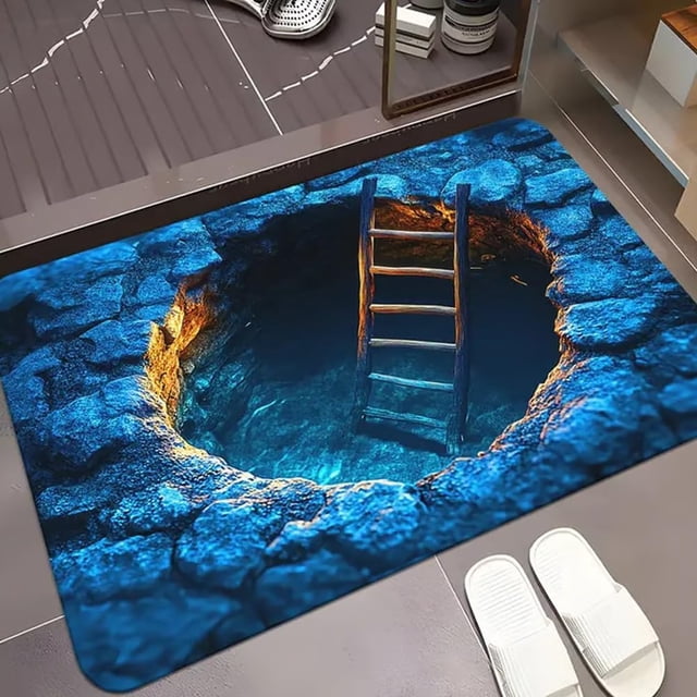 3D Optical Illusion Doormat - Endless Abyss Pattern, Non-Slip & Water-Absorbent Floor Mat for Indoor/Outdoor Home Decor