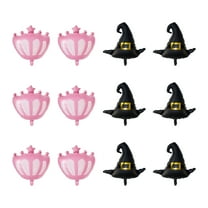 12Pcs Wicked Party Balloons Accessory Set Wicked Party Balloons Black Witch Hat and Peach Princess Crowns Decoration