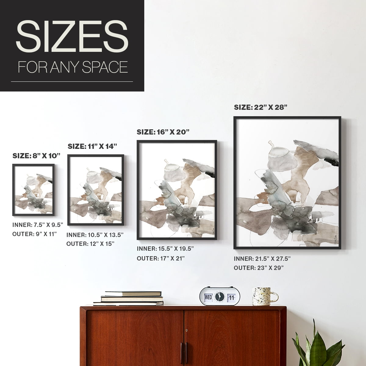 Untitled VIII V31 Framed Print in Black Solid Wood Framed Print No Nail Hanging