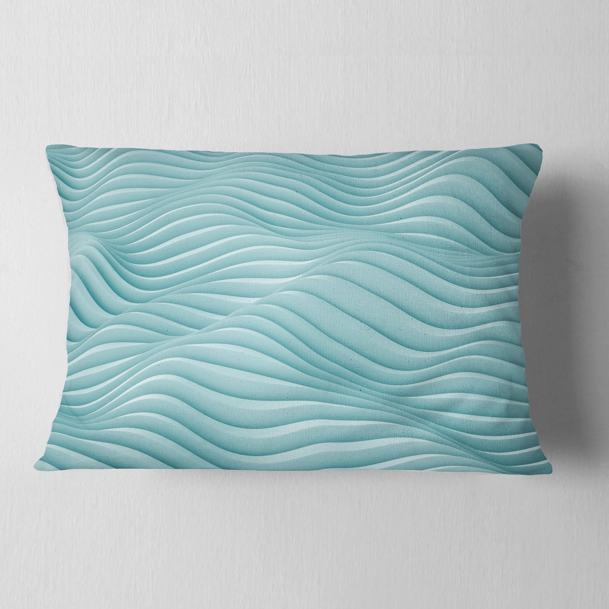 Designart Fractal Rippled Blue 3D Waves - Contemporary Throw Pillow - 12x20