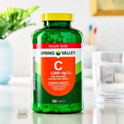 Spring Valley Vitamin C with Rose Hips, 1000 mg, 500 Count, Dietary Supplement Tablets