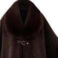 thumbnail image 4 of UTSJKR Women Waffle Textured Faux Fur Collar Cape Coat Buckle Closure Loose Poncho Jacket for Winter Cold Weather Brown, 4 of 4