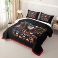 thumbnail image 3 of Manfei Grunge American Flag Quilt King,Safari Eagle King Coverlet Set,Red Brown,Usa Print Decor,3pcs, 3 of 7