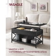 thumbnail image 3 of VASAGLE Mesa de Centro Elevable, Mesa Centro con Compartimentos Ocultos y Estante de Almacenamiento, para Salón, Estructura de Acero, 50 x 100 x (49-62) cm, Negro con Veta de Madera, 3 of 6