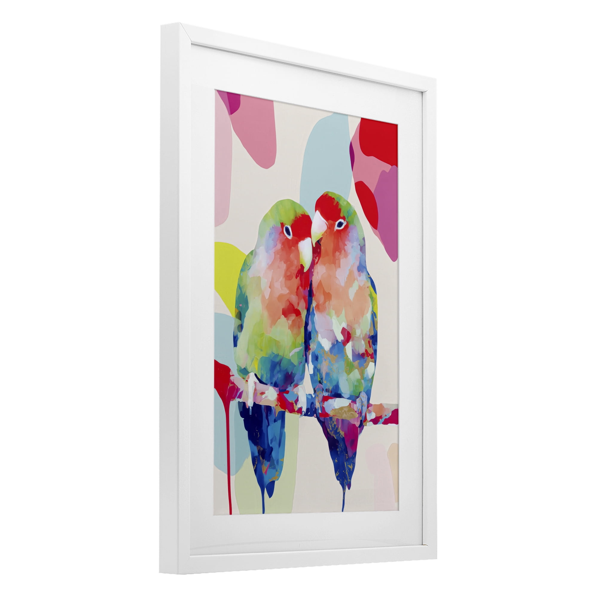 Stupell Industries Lovebirds on a Branch White Framed Print Under Glass, design by Chromatic Storm Studio