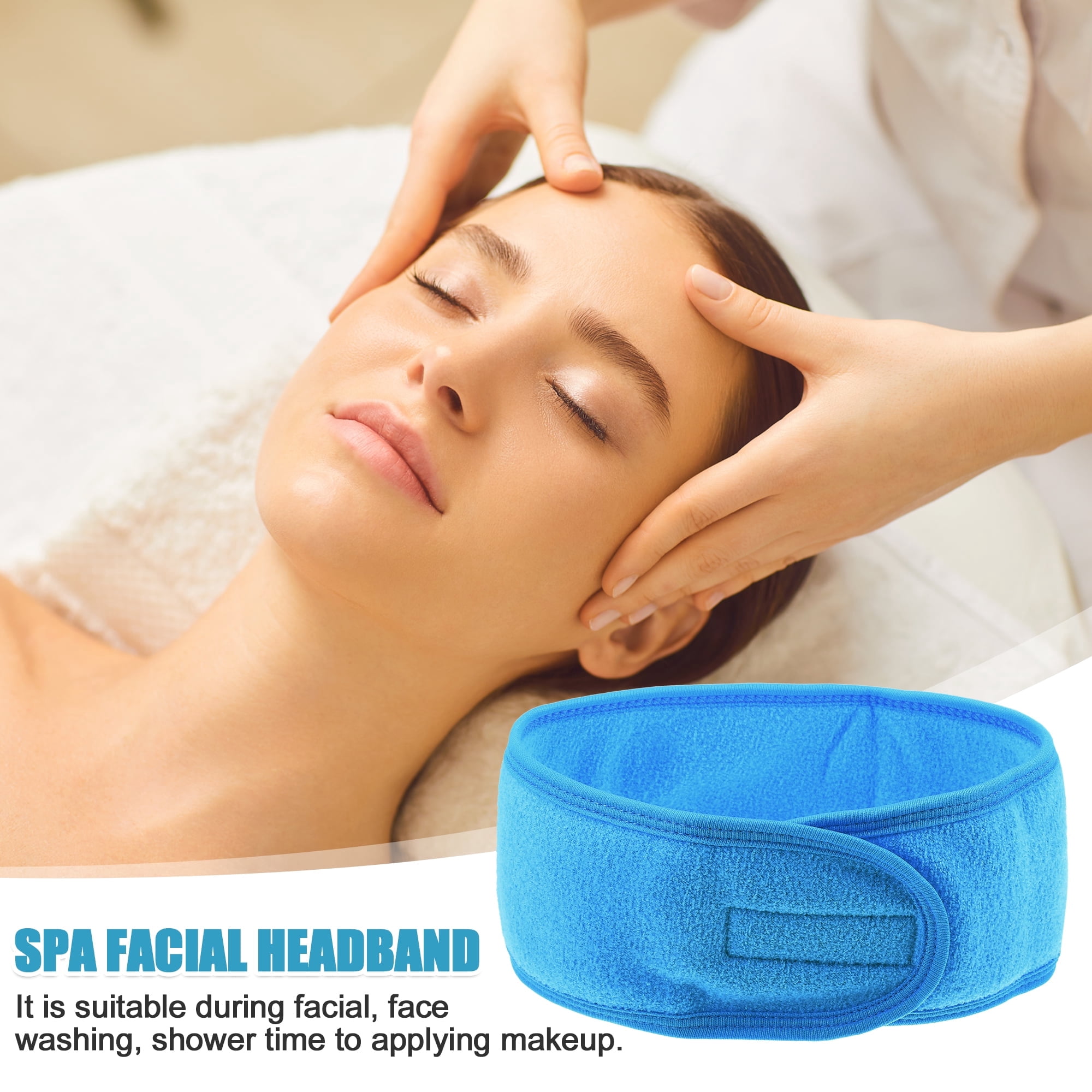 Unique Bargains 4 Pcs Spa Headband for Face Washing and Bathing Blue