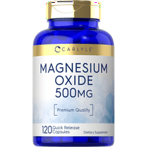 Magnesium Oxide 500mg | 120 Quick Release Capsules | Non-GMO and Gluten Free Supplement | By Carlyle