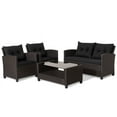 thumbnail image 2 of Spaco Patio Furniture 4 Pieces Patio Rattan Furniture Set, Outdoor Wicker Rattan Chairs Garden Backyard Balcony Porch Poolside loveseat with Tempered Glass Coffee Table-Black, 2 of 8