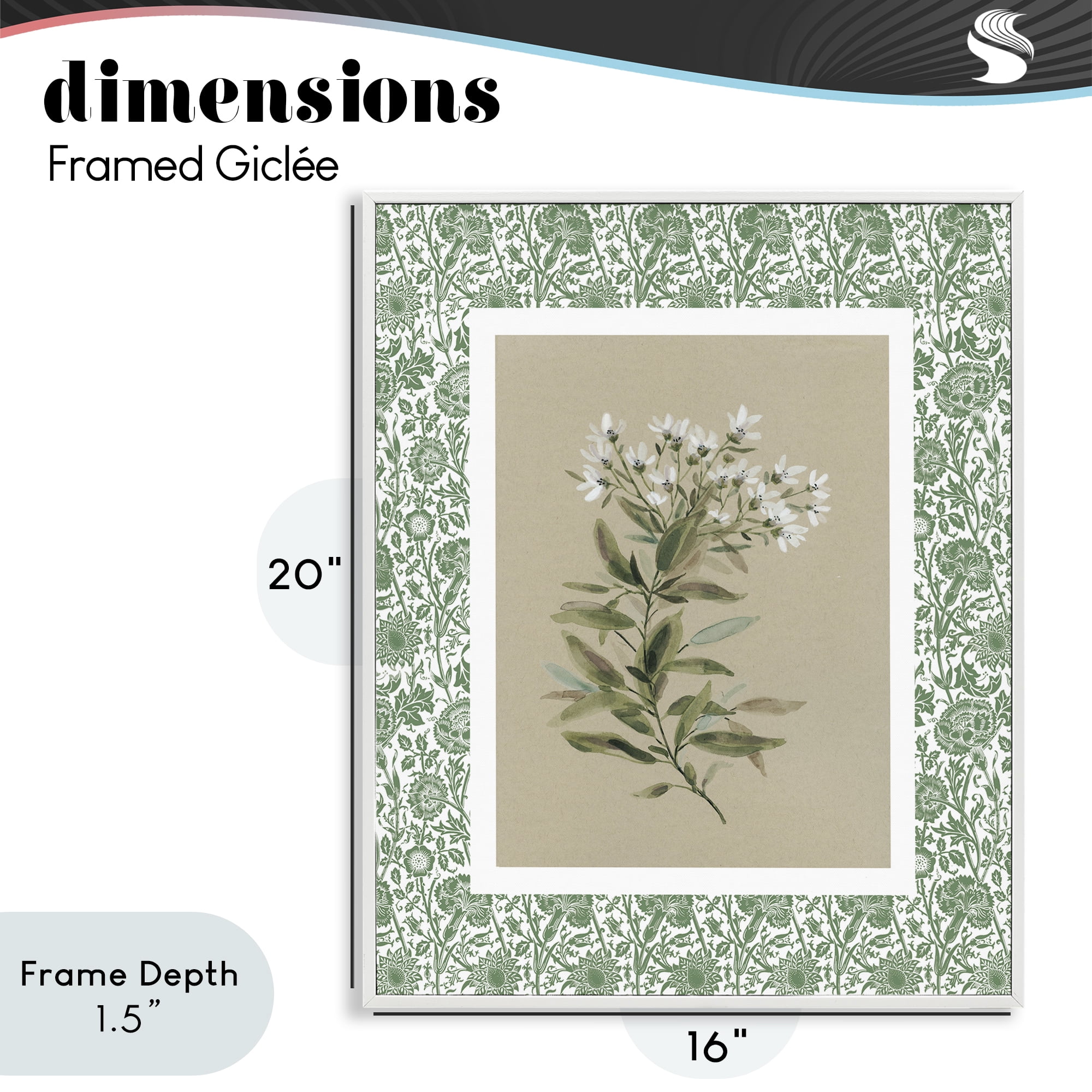 Stupell Industries Green Botanical Pattern White Framed Giclee Art, design by Carol Robinson