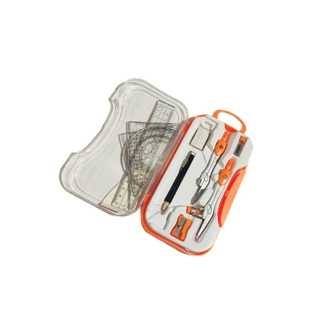 Math Geometry Kit Compass Set Protractor Triangle Ruler Maths Geometry Kit School Kit Student Supplies Set Teachers Orange