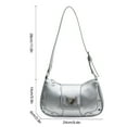 thumbnail image 2 of Yucurem Pu Leather Chic Hobo Bag Adjustable Strap Women Y2k Messenger Bag (Silver) PU Leather bag (Silver), 2 of 10
