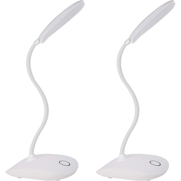 Lámpara de escritorio LED con cuello de cisne flexible de 3 niveles de brillo, lámpara de mesa con pilas de 5 W, control táctil, lámpara portátil compacta para dormitorio, estudio, oficina,