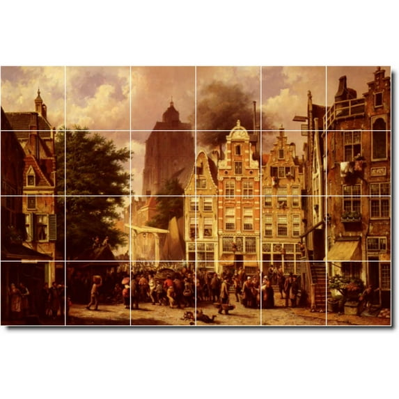 Ceramic Tile Mural-Willem Koekkoek City Floor Tile Mural 11. 48" w x 32" h using (24) 8 x 8 ceramic tiles