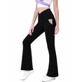 thumbnail image 4 of EnJoCho Girls High Waisted Flare Leggings Yoga Bootcut Pants Solid Color Full Length Bell Bottoms Cross Stretchy Dance Trousers 70s Style, 4 of 6