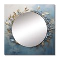 thumbnail image 2 of Designart "Simplicity In Bold And Blue Wreath" Wreath Square Mirror For Wall Decor - Large Beige Square Mirror Printed Wall Decor - Traditional Square Living Room Mirror, 2 of 5