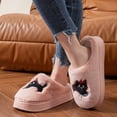 thumbnail image 3 of Plush Cat Slippers for Women Soft Cute Cozy Fleece Lined Platform House Shoes Cloud Memory Foam Bedroom Home Slip on, 3 of 5