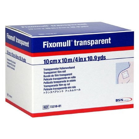 Fixomull Dressing Retention Tape with Liner Transparent Waterproof Adhesive / Film 4 Inch X 10-9/10 Yard Transparent - 7221601-2