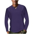 thumbnail image 4 of QUINDOS T Shirts for Men,Men Fall And Winter Fashion Casual Pullover Solid Color Splice Long Sleeve V-Neck Loose Outdoor Tee Shirts, 4 of 8