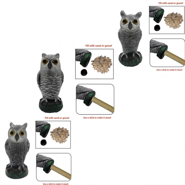Maoww ABS Plastic Owl Scarecrow Decorative Horned Bird Statue Unique Simulation