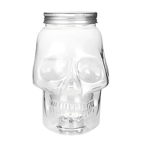 Orangide Skull Drink Bottle Disposable Transparent Aluminum Lid for Cold Drinks Beverage Container 16.9oz Party Supplies 1pc